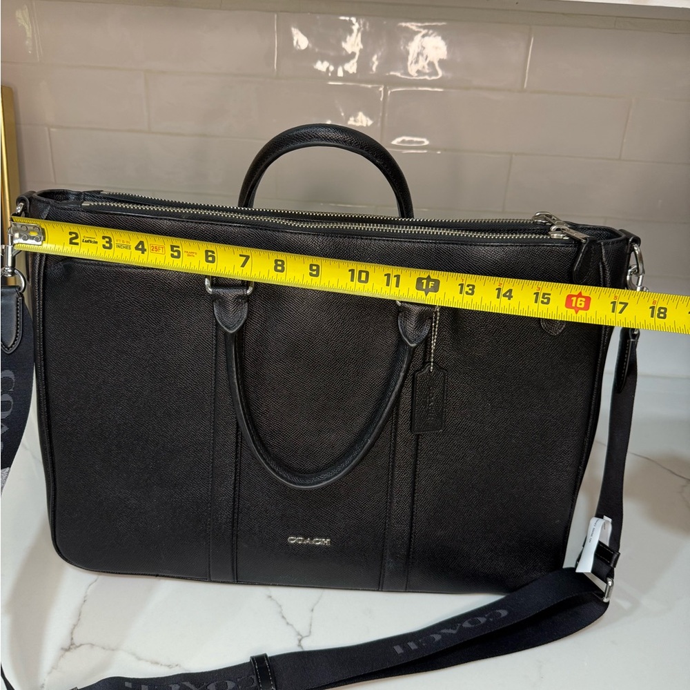Coach F54775 Perry Metro Blk Leather Triple Compartment Briefcase w/ hang tag - Picture 7 of 12